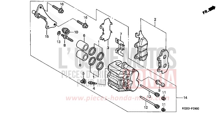 FRONT BRAKE CALIPER for Shadow VT125C CANDY GLORY RED-U (R101) from 2000
